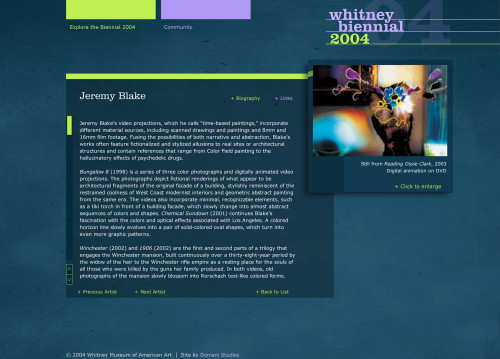 Website, “2004 Whitney Biennial”