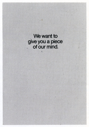 We Want To Give You a Piece of Our Mind, booklet