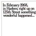 In February 1968, in Harlem; . . . .brochure
