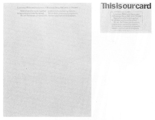 Lawrence Miller and Associates, letterhead and business card