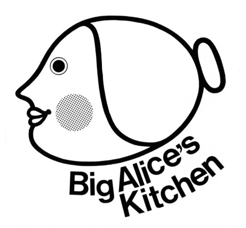 Big Alice's Kitchen, food cashier check, logo