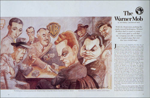 Humphrey Bogart, George Raft, Eduardo Giannelli, Jack L. Warner, Barton MacLane, John Garfield, Edward Robinson, and James Cagney