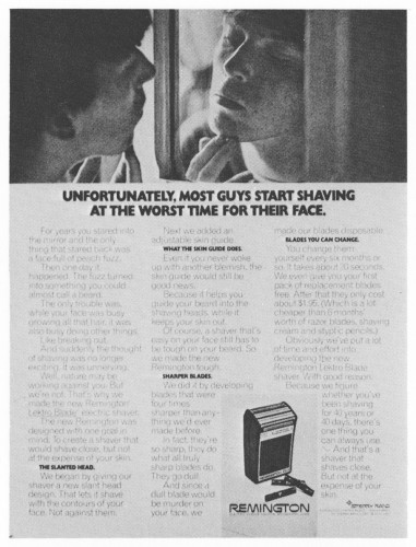 "Unfortunately, most guys start shaving..."