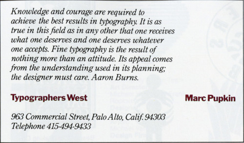 Typographers West Business Papers