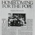 Homecoming For The Pope