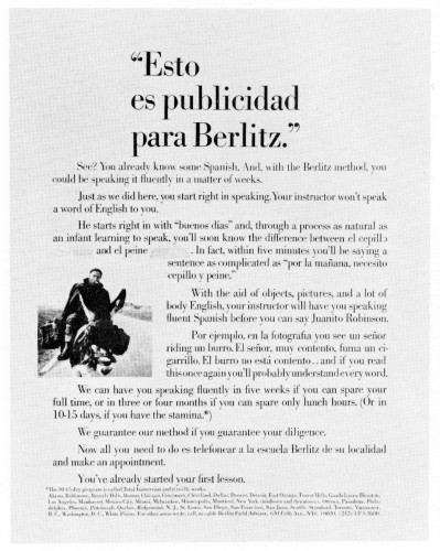 “Esto es publicidad para Berlitz”