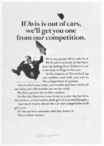 If Avis is out of cars, we’ll get you one from our competition.