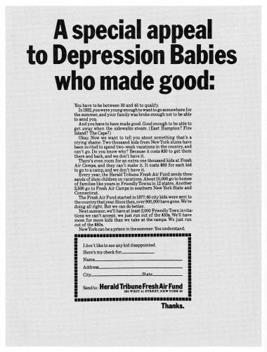 “A special appeal to depression babies…”