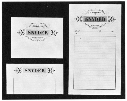 Jerome Snyder, letterhead, billhead, envelope