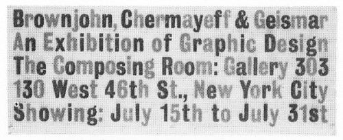 Brownjohn, Chermayeff & Geismar Composing Room, show announcement
