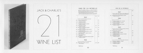 Jack & Charlie’s 21 Wine List