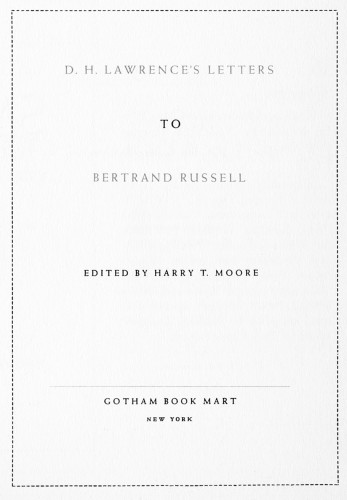 D.H. Lawrence’s Letters to Bertrand Russell