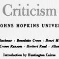 Lectures in Criticism, The Johns Hopkins University