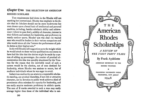 The American Rhodes Scholarships, a Review of the First Forty Years