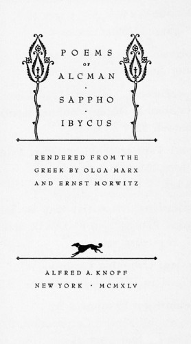 Poems of Alcman, Sappho, Ibycus