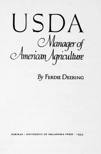 USDA Manager of American Agriculture