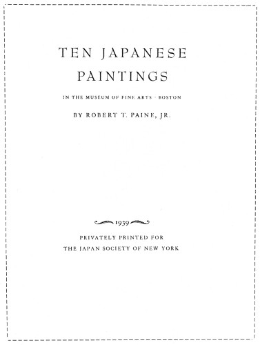 Ten Japanese Paintings in the Museum of Fine Arts, Boston