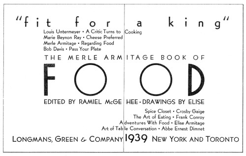 Fit for a King, The Merle Armitage Book of Food