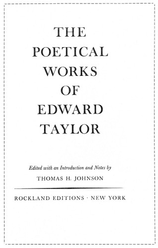 The Poetical Works of Edward Taylor