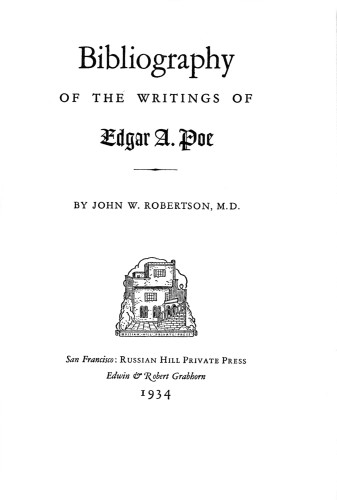 Bibliography of the Writings of Edgar A. Poe