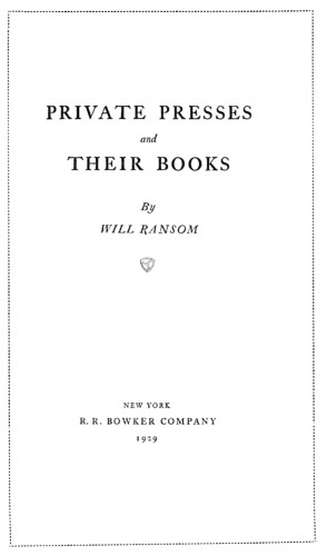 Private Presses and Their Books