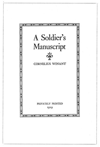 A Soldier’s Manuscript