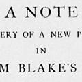 A Note on the Discovery of a New Page of Poetry, in William Blake’s Milton