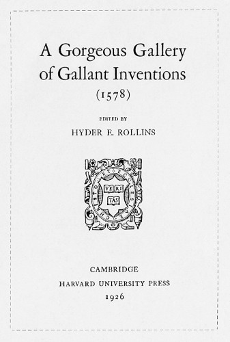 A Gorgeous Gallery of Gallant Inventions (1578)