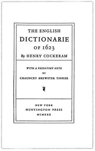 The English Dictionarie of 1623
