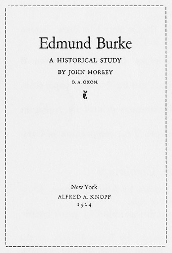 Edmund Burke: A Historical Study
