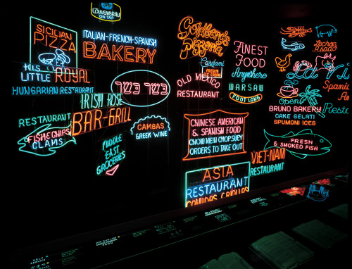 “A Nation of Nations” exhibit neon signs