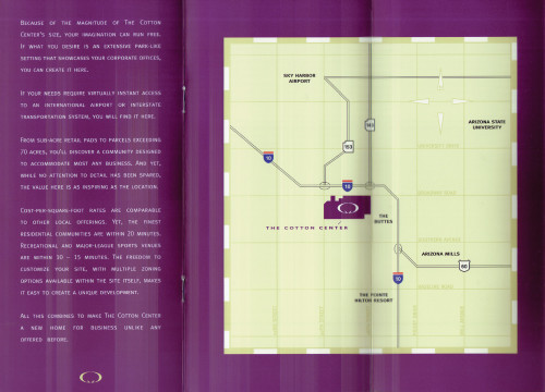 Brochure for the Cotton Center, a business park being built in former cotton fields, 1997