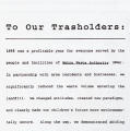 To Our Trasholders Annual Report