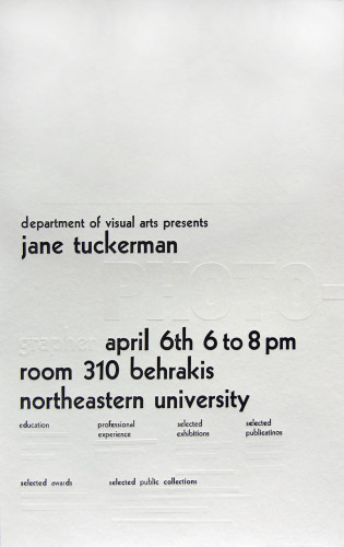 Jane Tuckerman Visiting Artist Lecture poster