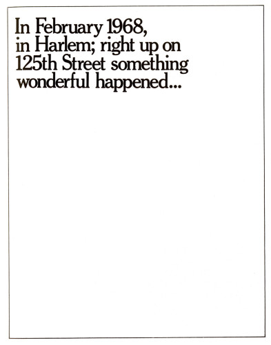 In February 1968, in Harlem; . . . .brochure