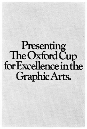 Presenting the Oxford Cup....call for entries