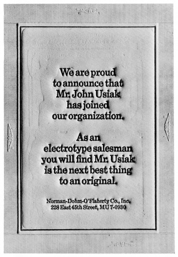 John Usiak, proof-mat as business card