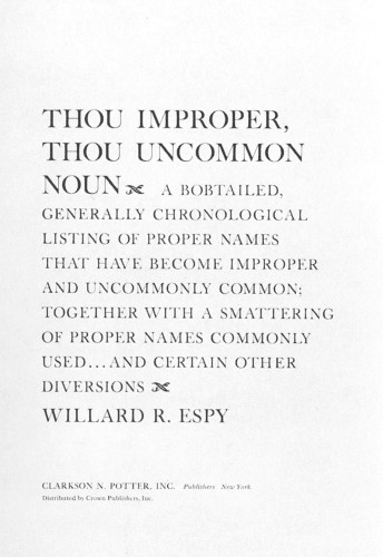 O Thou Improper, Thou Uncommon Noun