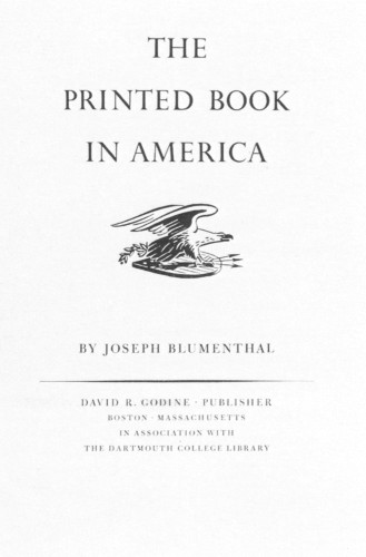 The Printed Book in America