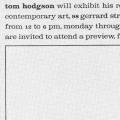Tom Hodgson Will Exhibit