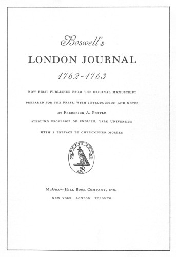 Boswell’s London Journal 1762–1763