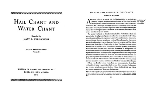 Hail Chant and Water Chant, Navajo Religion Series\, Volume II\, illustrated