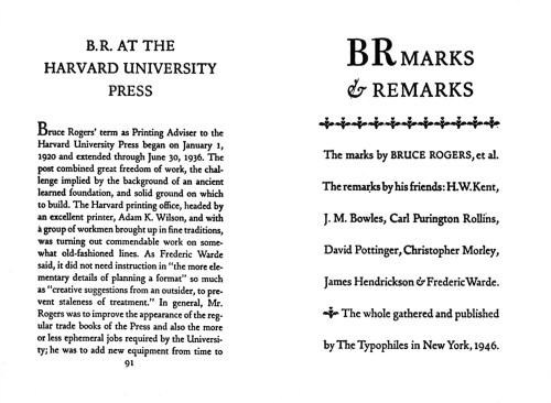 BR Marks & Remarks, The Marks by Bruce Rogers, et al., The Remarks by His Friends