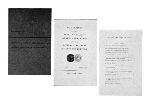 Proceedings of the American Academy of Arts and Letters and the National Institute of Arts and Letters