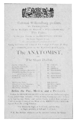 Colonial Williamsburg presents…The Anatomist (playbill)