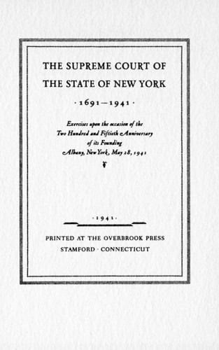 The Supreme Court of the State of New York, 1691–1941