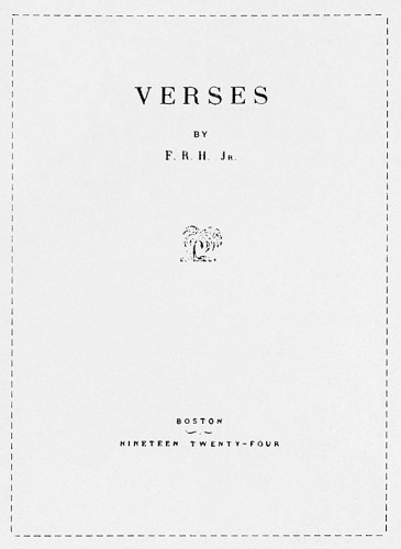 Verses by F.R.H., Jr.