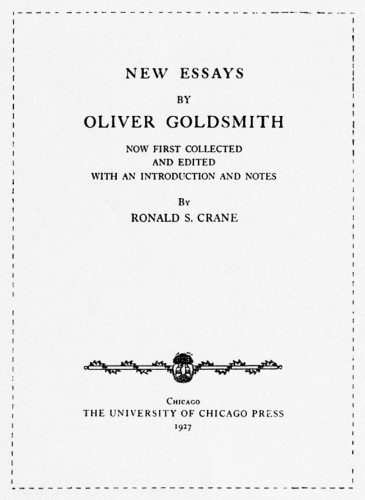 New Essays by Oliver Goldsmith