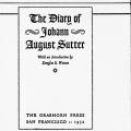 The Diary of Johann August Sutter, With an Introduction by Douglas S. Watson, Number 2 of the Grabhorn Press Reprints of Rare Americana