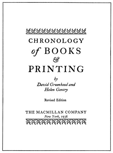 Chronology of Books and Printing